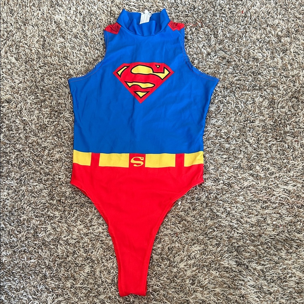 Superman Logo Bodysuit in Blue and Red